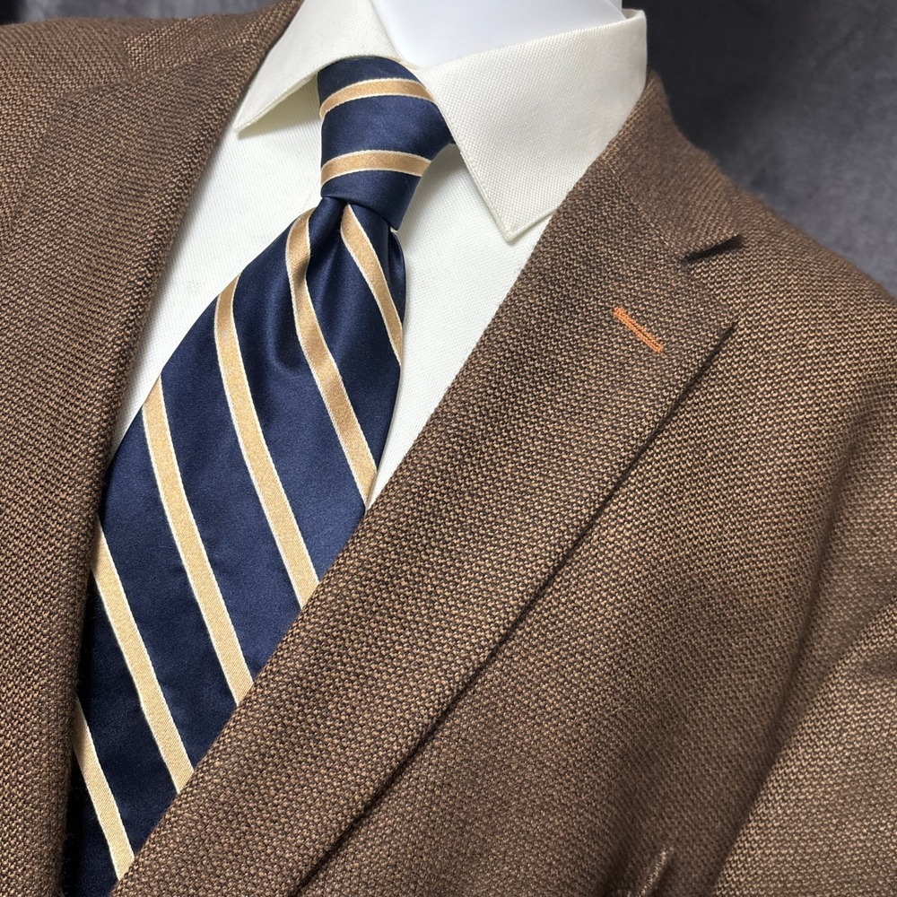 JH Daniel Custom Sport Coat 52L Extra Slim Fit Brown Check Tweed Milano Blazer